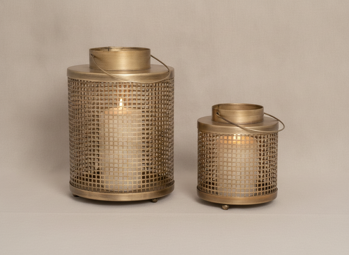 Golden Mesh Lantern - Set of 2
