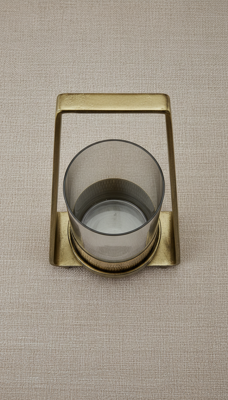 Glass candle holder with golden frame - View 3