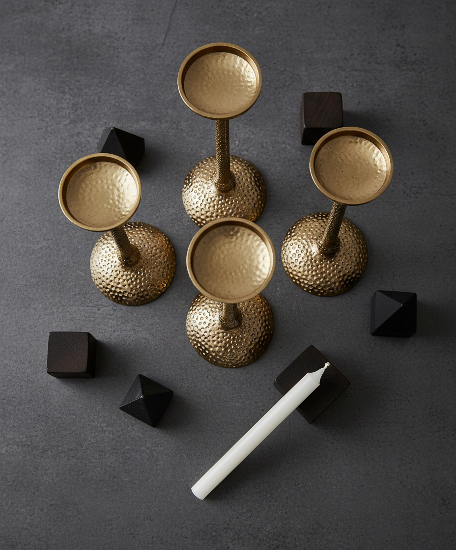 Hammered Gold Candle Holder