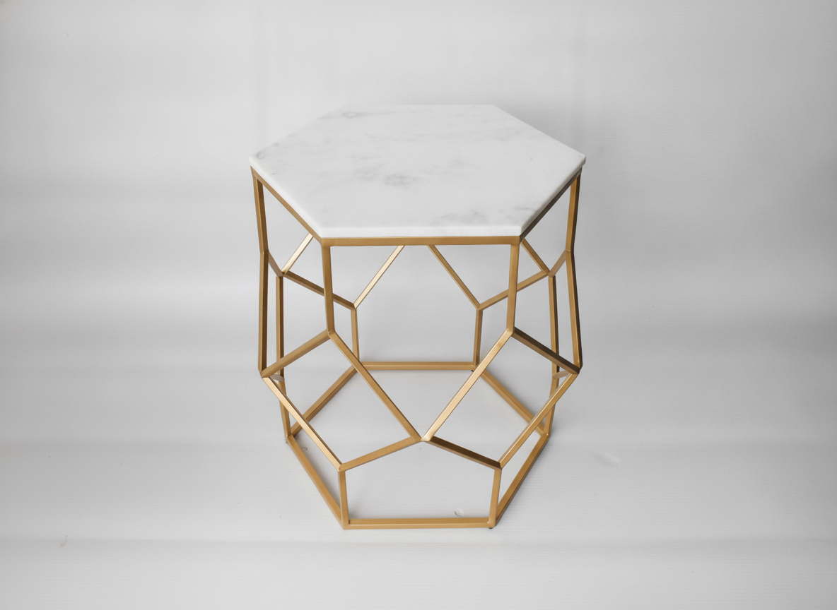 Modern Iron Table With Marble Top-  - View 3
