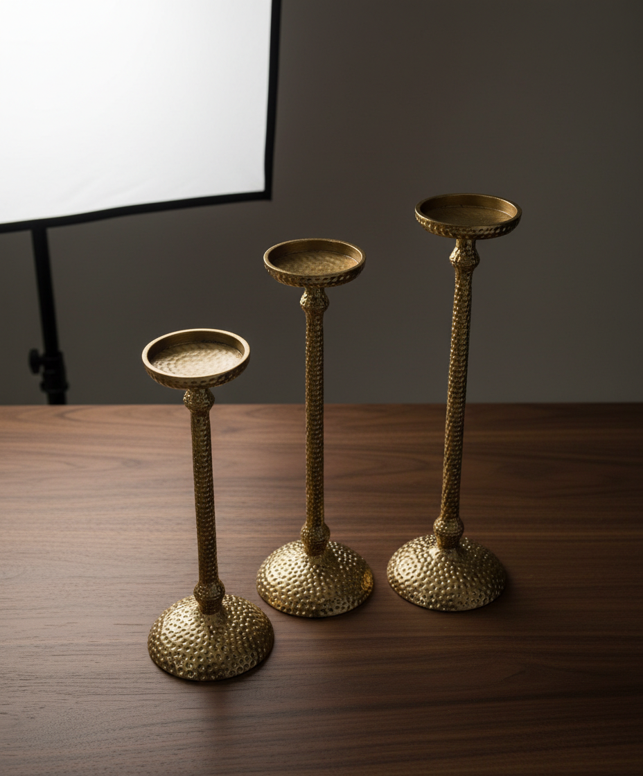 Hammered Gold Candle Holder - View 2