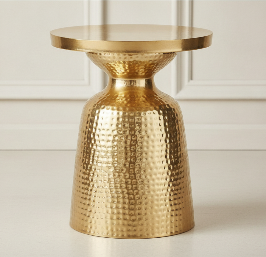 Golden Round Hammered Table