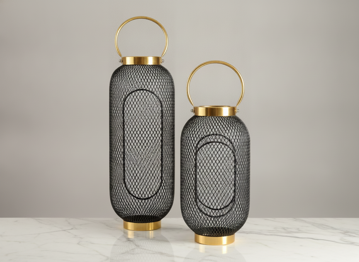 Lantern Black Mesh - Set of 2