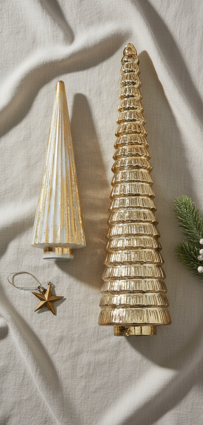 Golden Christmas Tree Ornaments - Set of 2 - View 3