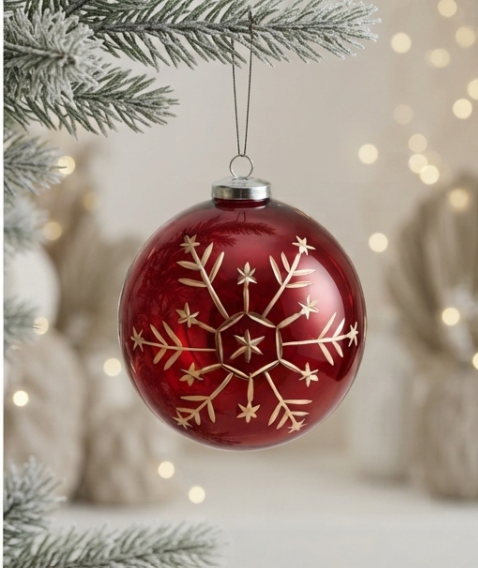 Christmas Red Ball with star - View 2