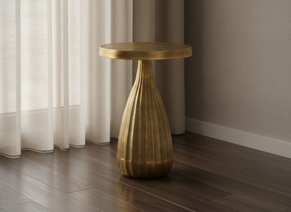 Antique golden round table - View 3