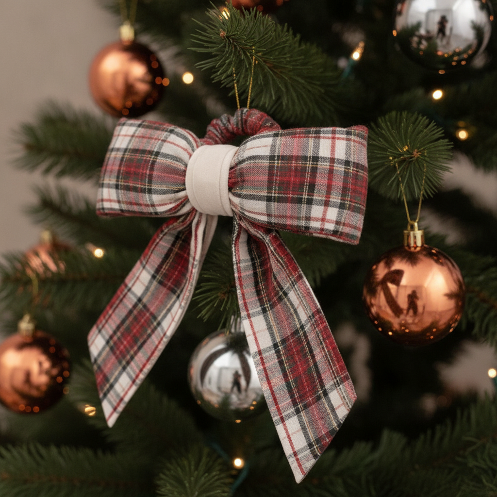 White & Red Christmas Bow