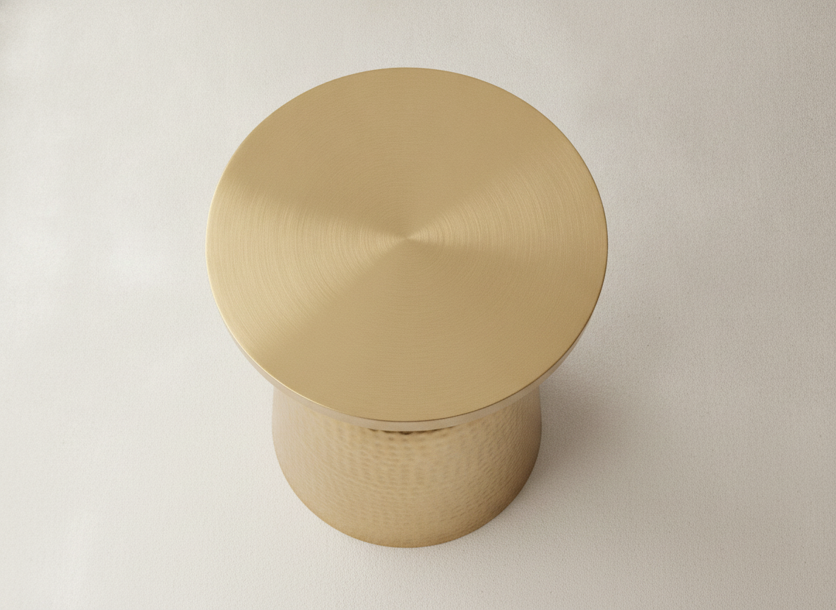Golden Round Hammered Table - View 2