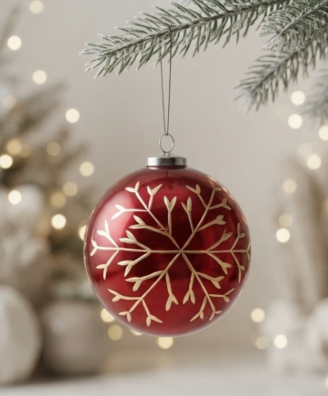 Christmas Red Ball Ornament with design