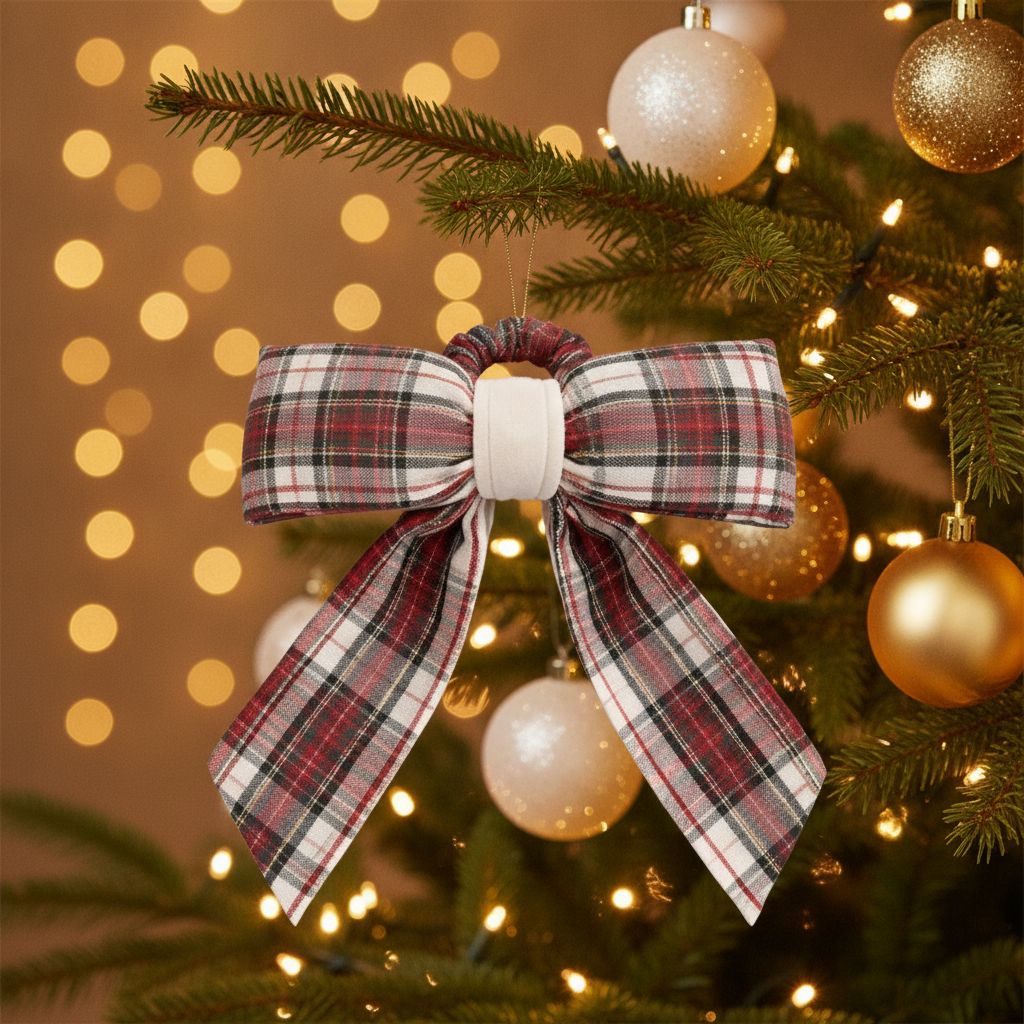 White & Red Christmas Bow - View 3