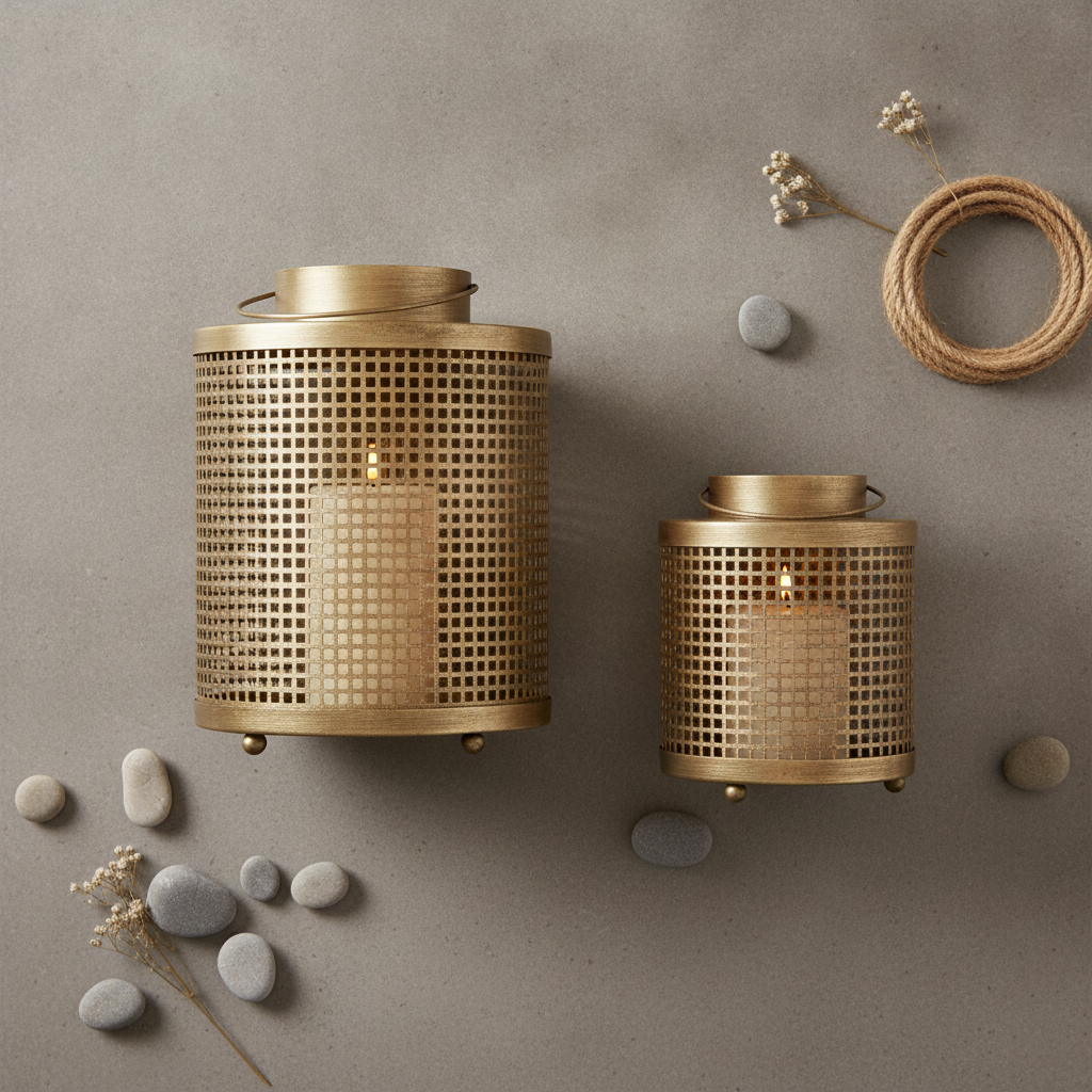 Golden Mesh Lantern - Set of 2 - View 2