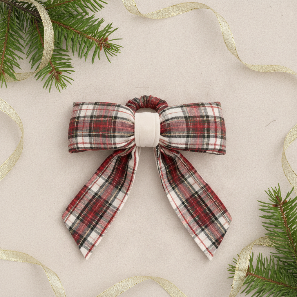 White & Red Christmas Bow - View 2