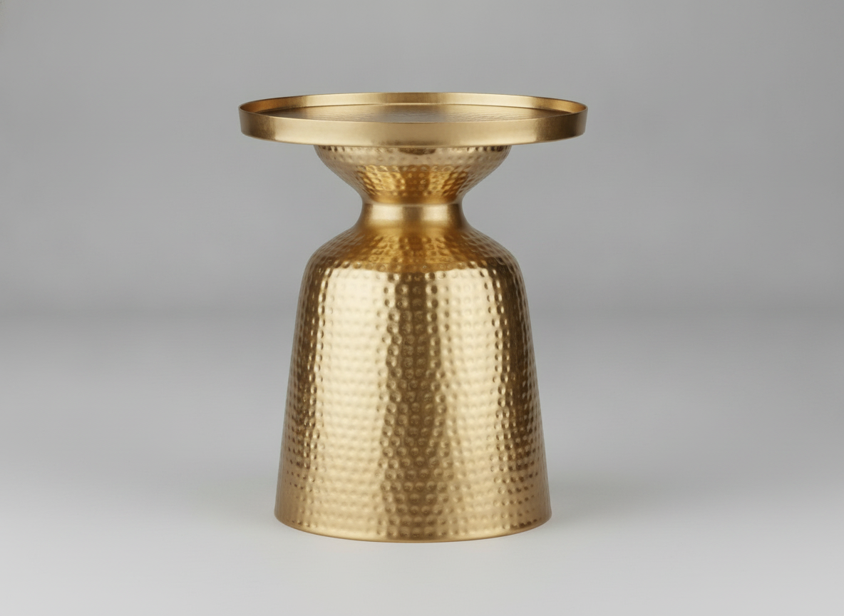 Golden Round Hammered Table - View 3