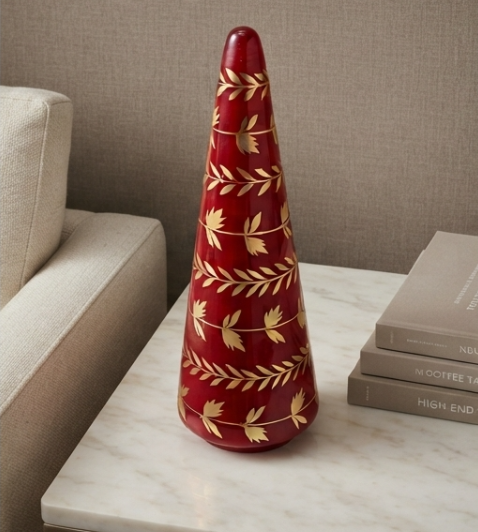 Christmas Red Tree Ornament with leaf - View 2