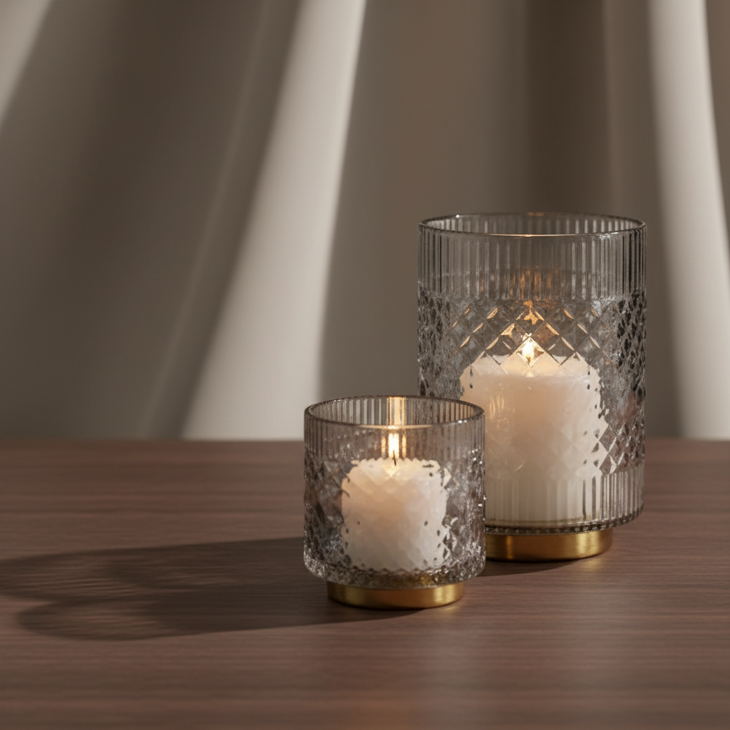 Glass Candle Holder - Set of 2